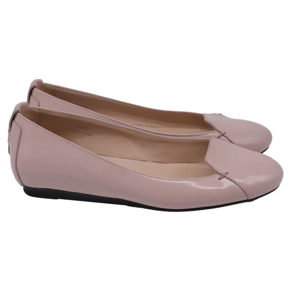 Tod's Round-Toe Ballet Flats in Pink Patent Leather